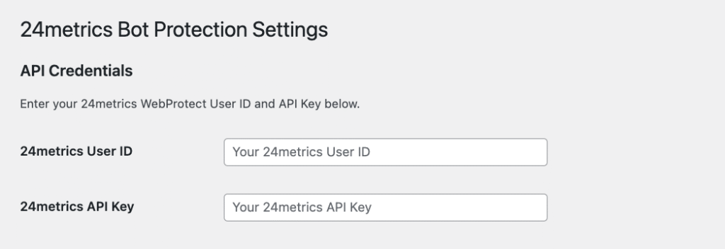 Screenshot of User ID and API key
